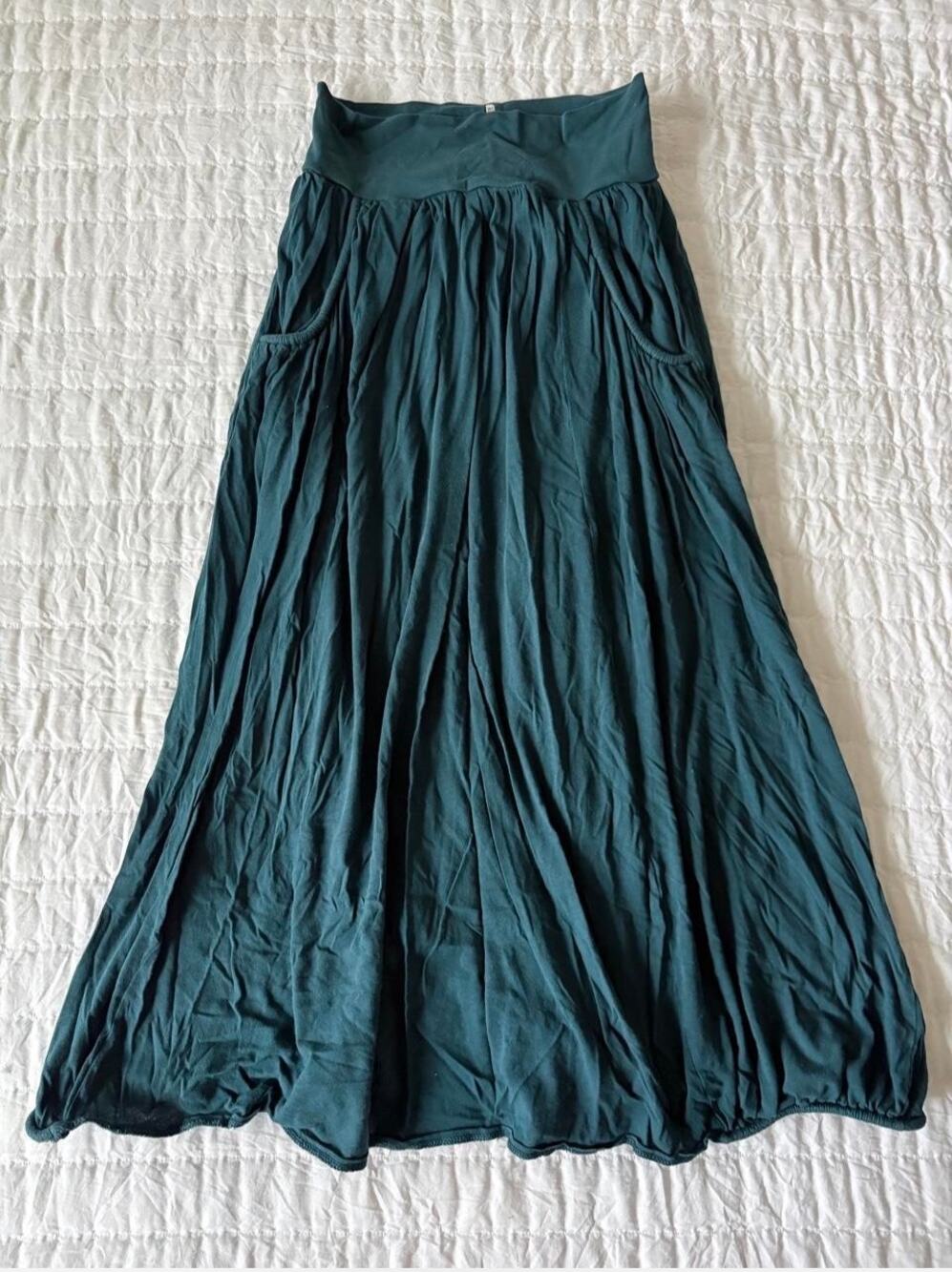 Garnet Hill Favorite Maxi Knit Skirt Teal Blue petite S